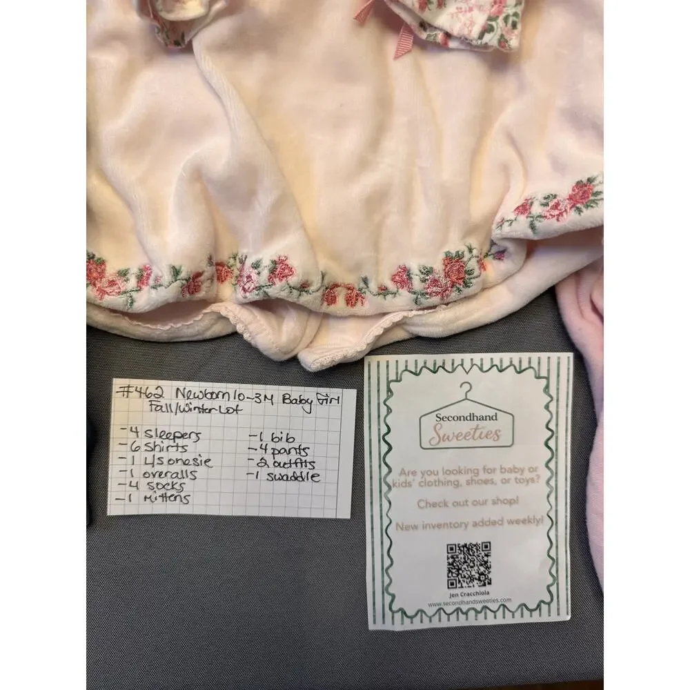 Baby Girl Newborn / 0–3M Fall & Winter 25-Piece Clothing Lot – #462